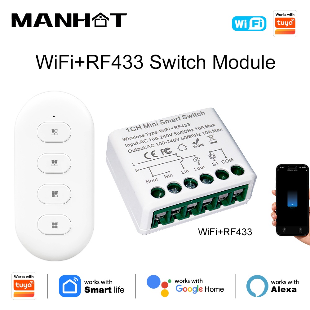 Smart Home Remote Control - For Tuya WIFI 10A Smart Light