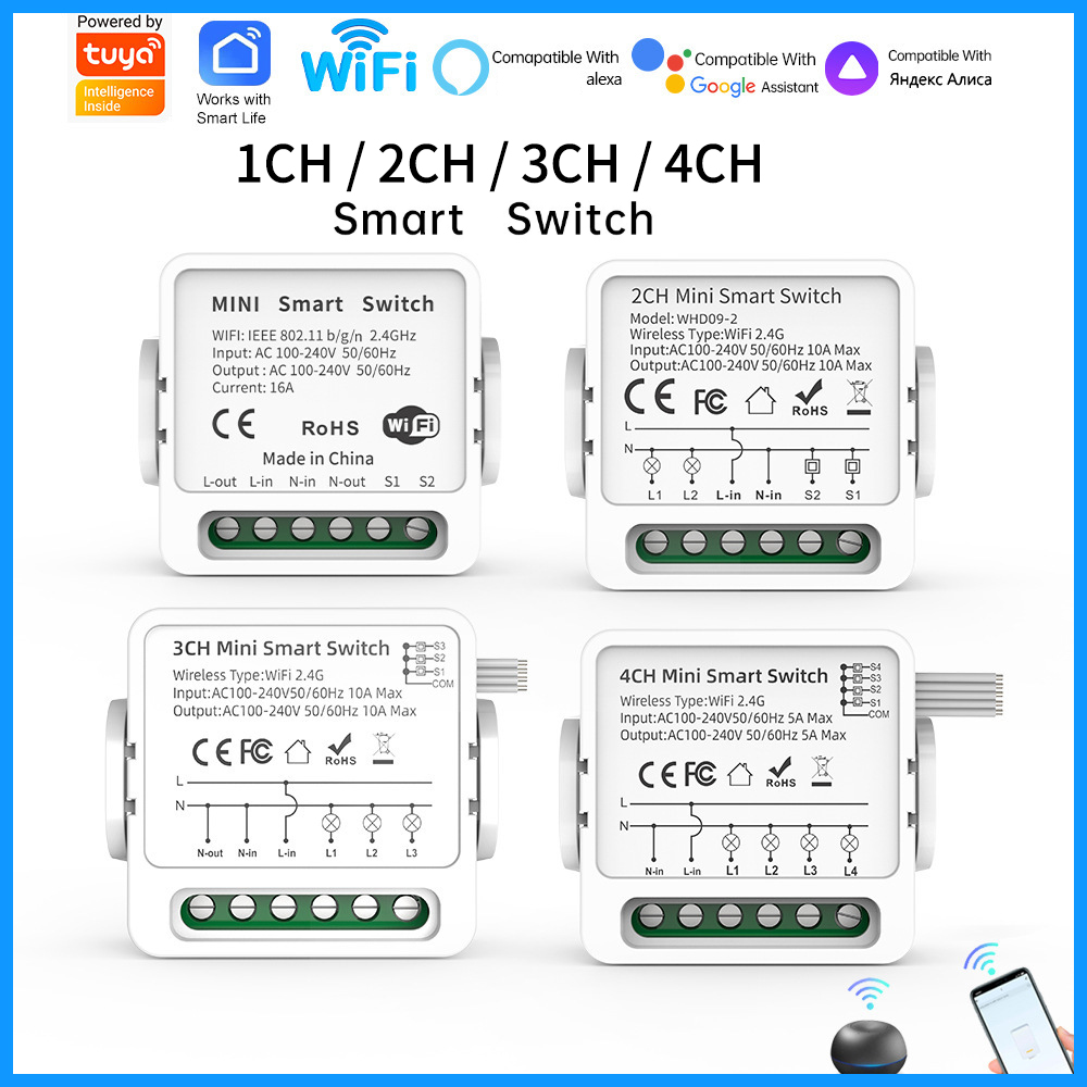 Smart Home For Living - Tuya WiFi Smart Switch 1/2/3/4 Gang
